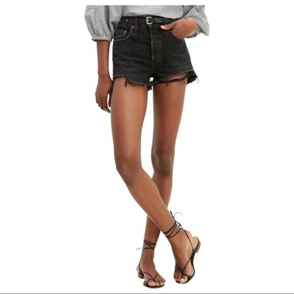 Levi’s 501 Original Cutoff Button Fly Shorts Black 32 NWT - Picture 2 of 14